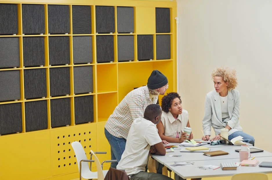 A diverse team of marketing professionals in a creative brainstorming session.